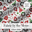 Cute Christmas Ornaments Candy Cane Tree Wreath Seamless Pattern Digital Print Fabric by the Metre UK Sewing Quilting Textile