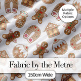 Cute Gingerbread Cookies Mittens Houses Seamless Pattern Digital Print Fabric by the Metre UK Sewing Quilting Textile