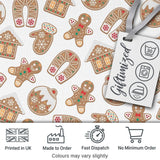 Cute Gingerbread Cookies Mittens Houses Seamless Pattern Digital Print Fabric by the Metre UK Sewing Quilting Textile