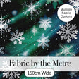 Elegant Blue Green Snowflake Winter Seamless Pattern Digital Print Fabric by the Metre UK Sewing Quilting Textile