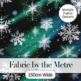 Elegant Blue Green Snowflake Winter Seamless Pattern Digital Print Fabric by the Metre UK Sewing Quilting Textile