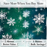 Elegant Blue Green Snowflake Winter Seamless Pattern Digital Print Fabric by the Metre UK Sewing Quilting Textile
