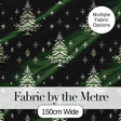 Vintage White Christmas Trees and Snowflakes Green Seamless Pattern Digital Print Fabric by the Metre UK Sewing Quilting Textile