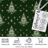 Vintage White Christmas Trees and Snowflakes Green Seamless Pattern Digital Print Fabric by the Metre UK Sewing Quilting Textile