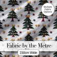 Festive Embroidered Christmas Trees Stars Seamless Pattern Digital Print Fabric by the Metre UK Sewing Quilting Textile