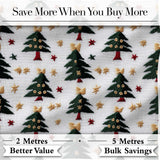 Festive Embroidered Christmas Trees Stars Seamless Pattern Digital Print Fabric by the Metre UK Sewing Quilting Textile