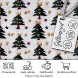 Festive Embroidered Christmas Trees Stars Seamless Pattern Digital Print Fabric by the Metre UK Sewing Quilting Textile