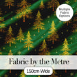Golden Christmas Trees Forest Green Seamless Pattern Digital Print Fabric by the Metre UK Sewing Quilting Textile