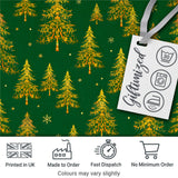 Golden Christmas Trees Forest Green Seamless Pattern Digital Print Fabric by the Metre UK Sewing Quilting Textile