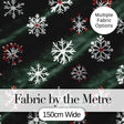 Cute Winter Snowflakes Red White Green Seamless Pattern Digital Print Fabric by the Metre UK Sewing Quilting Textile
