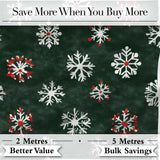 Cute Winter Snowflakes Red White Green Seamless Pattern Digital Print Fabric by the Metre UK Sewing Quilting Textile