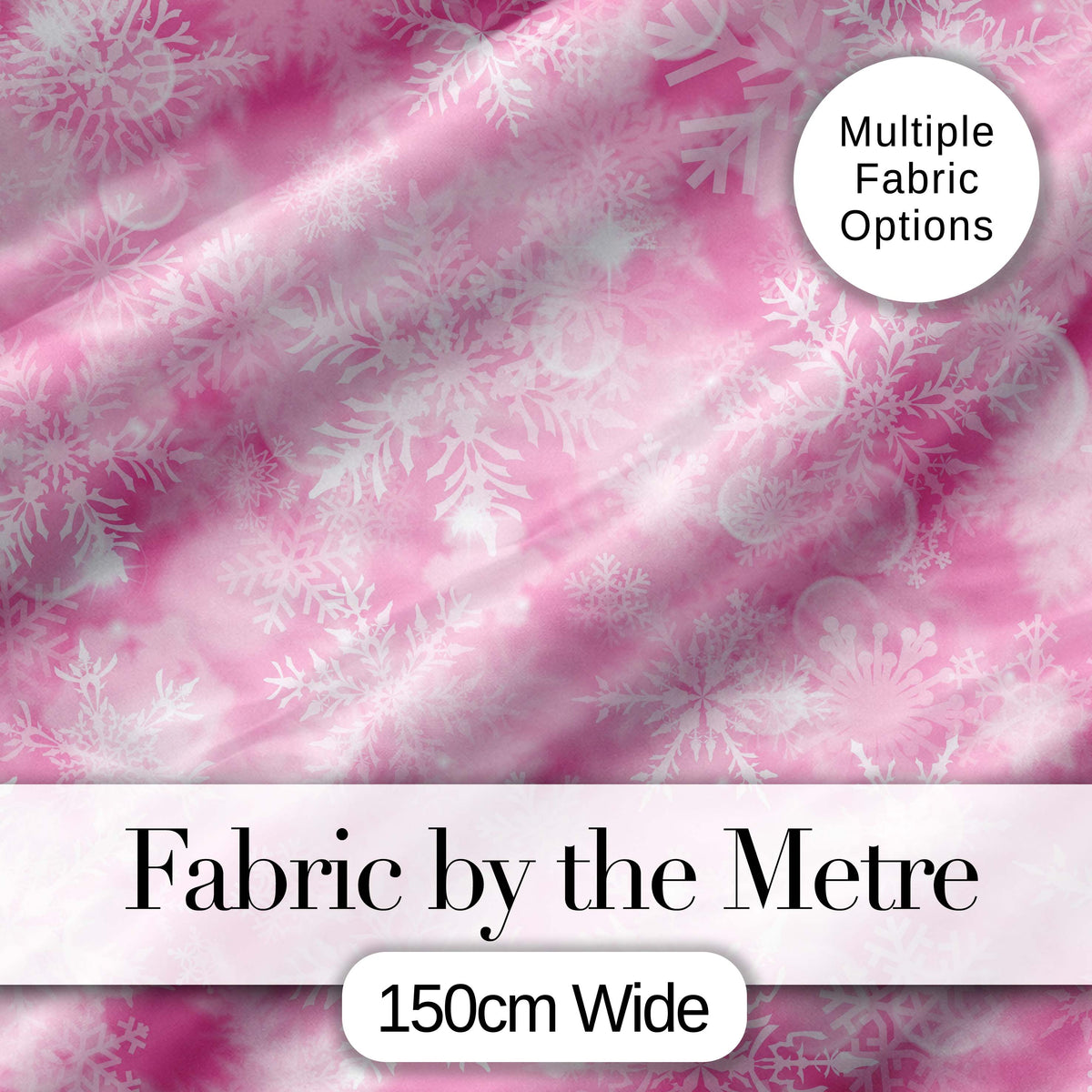Soft Pink Winter Snowflakes Dreamy Glow Seamless Pattern Digital Print Fabric by the Metre UK Sewing Quilting Textile