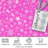 Festive Pink Christmas  Snowflakes Reindeer Seamless Pattern Digital Print Fabric by the Metre UK Sewing Quilting Textile