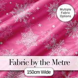 Decorative Pink Snowflakes Stars Seamless Pattern Digital Print Fabric by the Metre UK Sewing Quilting Textile