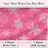 Decorative Pink Snowflakes Stars Seamless Pattern Digital Print Fabric by the Metre UK Sewing Quilting Textile