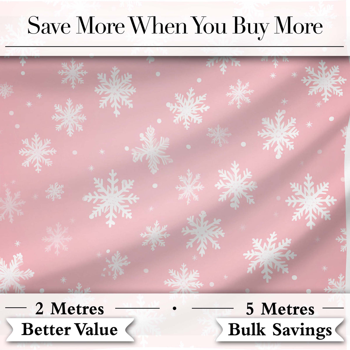 Soft Pastel Pink Snowflakes Winter Seamless Pattern Digital Print Fabric by the Metre UK Sewing Quilting Textile