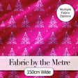Bright Pink Christmas Trees Star Glow Festive Seamless Pattern Digital Print Fabric by the Metre UK Sewing Quilting Textile