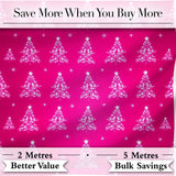 Bright Pink Christmas Trees Star Glow Festive Seamless Pattern Digital Print Fabric by the Metre UK Sewing Quilting Textile