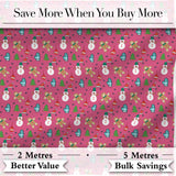 Cute Snowman Gingerbread Mittens Christmas Seamless Pattern Digital Print Fabric by the Metre UK Sewing Quilting Textile