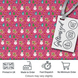 Cute Snowman Gingerbread Mittens Christmas Seamless Pattern Digital Print Fabric by the Metre UK Sewing Quilting Textile
