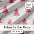 Minimal Pink Christmas Trees Stars Winter Seamless Pattern Digital Print Fabric by the Metre UK Sewing Quilting Textile
