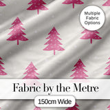 Minimal Pink Christmas Trees Stars Winter Seamless Pattern Digital Print Fabric by the Metre UK Sewing Quilting Textile