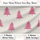 Minimal Pink Christmas Trees Stars Winter Seamless Pattern Digital Print Fabric by the Metre UK Sewing Quilting Textile