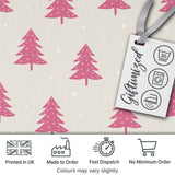 Minimal Pink Christmas Trees Stars Winter Seamless Pattern Digital Print Fabric by the Metre UK Sewing Quilting Textile