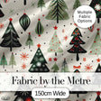 Modern Christmas Trees Ornaments Stars Festive Seamless Pattern Digital Print Fabric by the Metre UK Sewing Quilting Textile