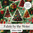 Colorful Christmas Trees Gifts Snowflakes Festive Seamless Pattern Digital Print Fabric by the Metre UK Sewing Quilting Textile