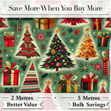 Colorful Christmas Trees Gifts Snowflakes Festive Seamless Pattern Digital Print Fabric by the Metre UK Sewing Quilting Textile