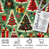 Colorful Christmas Trees Gifts Snowflakes Festive Seamless Pattern Digital Print Fabric by the Metre UK Sewing Quilting Textile