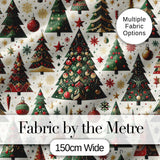 Classic Christmas Tree Ornaments and Festive Decor Seamless Pattern Digital Print Fabric by the Metre UK Sewing Quilting Textile