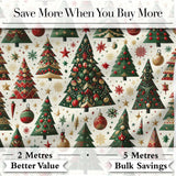 Classic Christmas Tree Ornaments and Festive Decor Seamless Pattern Digital Print Fabric by the Metre UK Sewing Quilting Textile