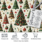 Classic Christmas Tree Ornaments and Festive Decor Seamless Pattern Digital Print Fabric by the Metre UK Sewing Quilting Textile