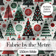 Minimal Christmas Trees and Snowflake Shapes in Red Green Style  Digital Print Fabric by the Metre UK Sewing Quilting Textile