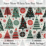 Minimal Christmas Trees and Snowflake Shapes in Red Green Style  Digital Print Fabric by the Metre UK Sewing Quilting Textile