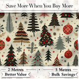 Modern Minimal Christmas Trees with Black Gold Red Accents Seamless Pattern Digital Print Fabric by the Metre UK Sewing Quilting Textile