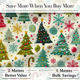 Festive Christmas Trees Candy Canes Snowflakes Stars Baubles Holiday  Digital Print Fabric by the Metre UK Sewing Quilting Textile