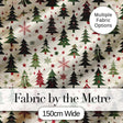 Classic Holiday Trees with Red Stars and Snowflakes Vintage Seamless Pattern Digital Print Fabric by the Metre UK Sewing Quilting Textile