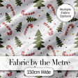 Christmas Trees Candy Canes Snowflakes Holiday Seamless Pattern Digital Print Fabric by the Metre UK Sewing Quilting Textile