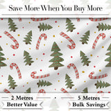 Christmas Trees Candy Canes Snowflakes Holiday Seamless Pattern Digital Print Fabric by the Metre UK Sewing Quilting Textile