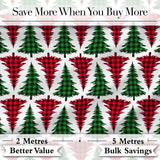 Buffalo Plaid Christmas Trees in Red and Green Rustic Seamless Pattern Digital Print Fabric by the Metre UK Sewing Quilting Textile