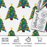 Bright Christmas Trees with Multicolor Ornaments and Stars Seamless Pattern Digital Print Fabric by the Metre UK Sewing Quilting Textile
