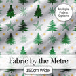 Minimal Green Christmas Trees with Snowflakes and Stars Seamless Pattern Digital Print Fabric by the Metre UK Sewing Quilting Textile