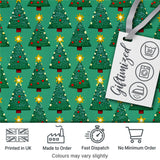 Festive Christmas Trees with Golden Star Toppers and Snow Dots Seamless Pattern Digital Print Fabric by the Metre UK Sewing Quilting Textile