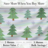 Pastel Christmas Trees with Snowflakes and Soft Stripes Seamless Pattern Digital Print Fabric by the Metre UK Sewing Quilting Textile