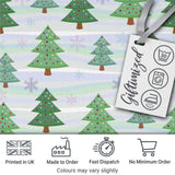 Pastel Christmas Trees with Snowflakes and Soft Stripes Seamless Pattern Digital Print Fabric by the Metre UK Sewing Quilting Textile