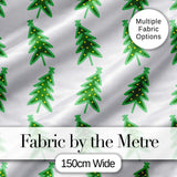Simple Green Christmas Trees with Yellow Lights Minimal Seamless Pattern Digital Print Fabric by the Metre UK Sewing Quilting Textile