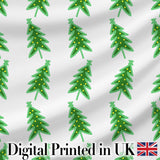 Simple Green Christmas Trees with Yellow Lights Minimal Seamless Pattern Digital Print Fabric by the Metre UK Sewing Quilting Textile